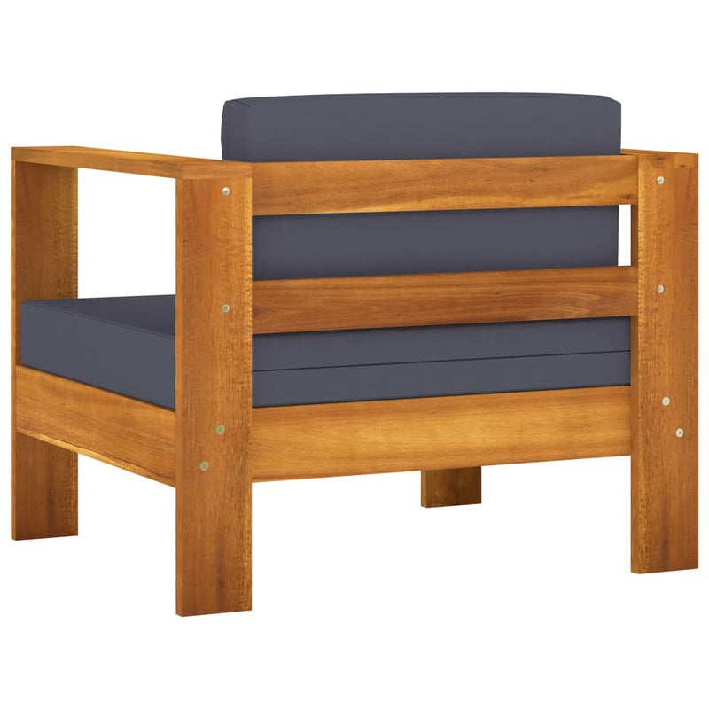 vidaXL 4 Piece Garden Lounge Set with Dark Grey Cushions Acacia Wood
