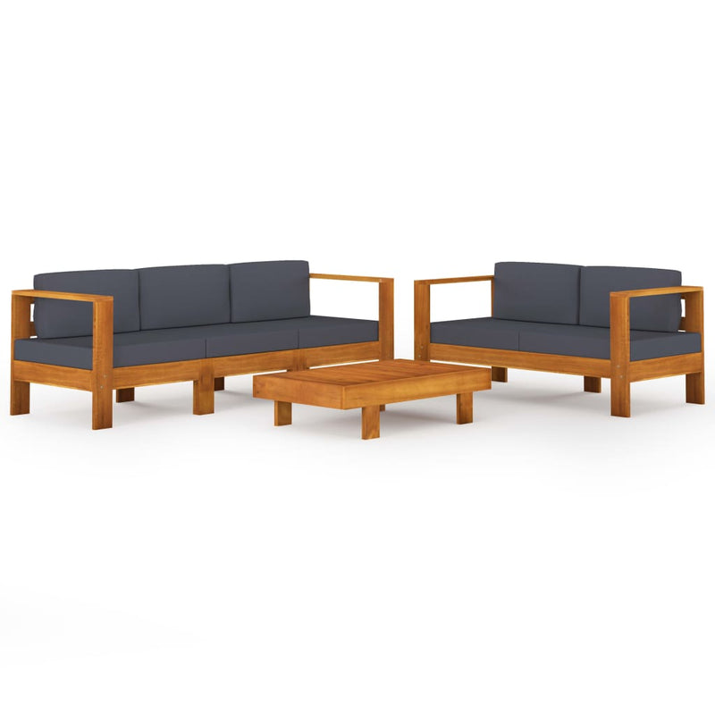 vidaXL 5 Piece Garden Lounge Set with Dark Grey Cushions Acacia Wood