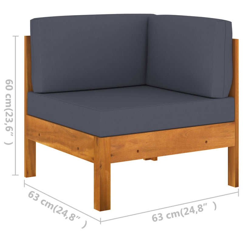 vidaXL 6 Piece Garden Lounge Set with Dark Grey Cushions Acacia Wood