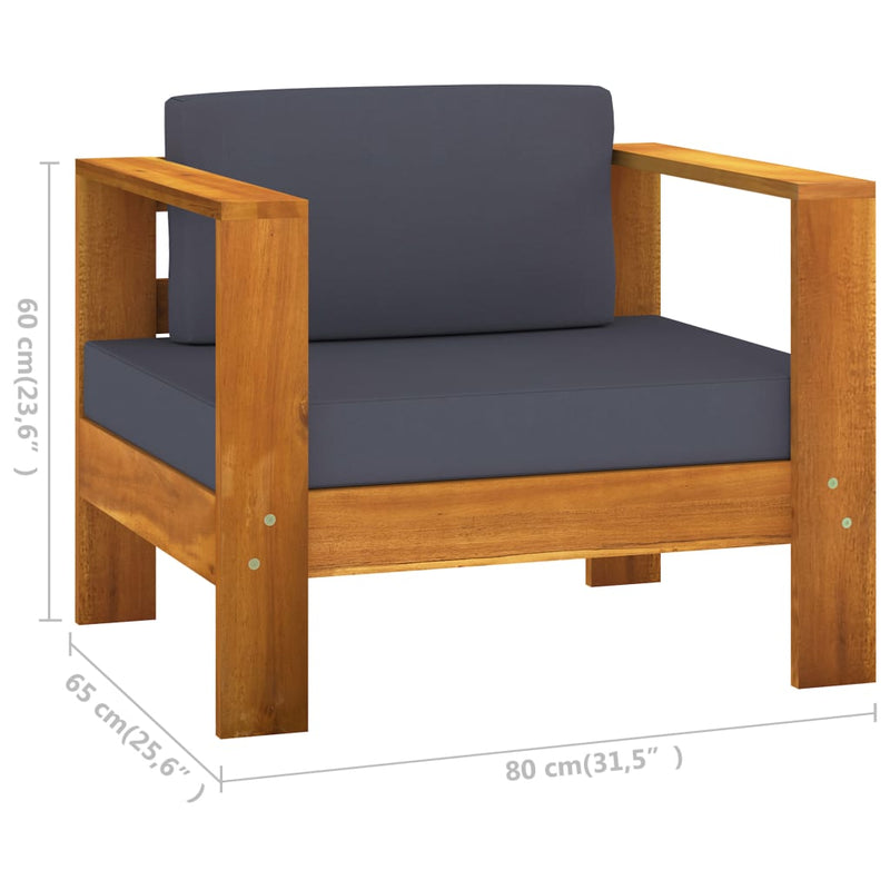 vidaXL 10 Piece Garden Lounge Set with Dark Grey Cushions Acacia Wood