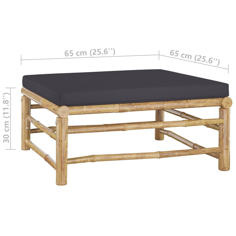 8 Piece Garden Lounge Set with Dark Grey Cushions Bamboo