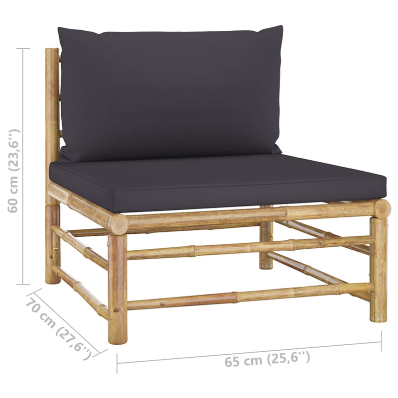 vidaXL 11 Piece Garden Lounge Set with Dark Grey Cushions Bamboo