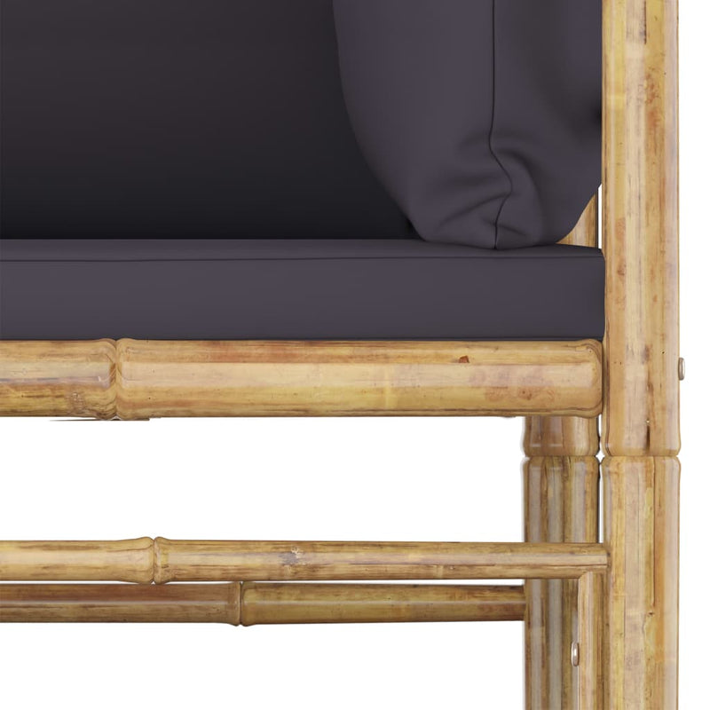 vidaXL 11 Piece Garden Lounge Set with Dark Grey Cushions Bamboo