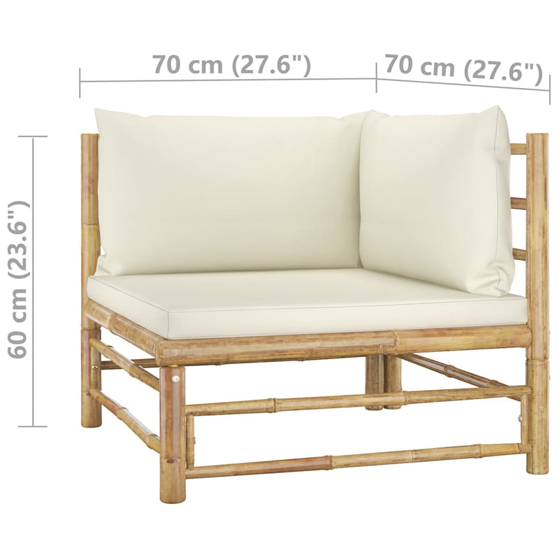 vidaXL 12 Piece Garden Lounge Set with Cream White Cushions Bamboo