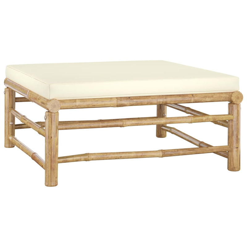 vidaXL 7 Piece Garden Lounge Set with Cream White Cushions Bamboo