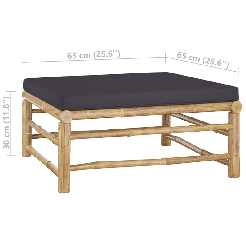 vidaXL 4 Piece Garden Lounge Set with Dark Grey Cushions Bamboo