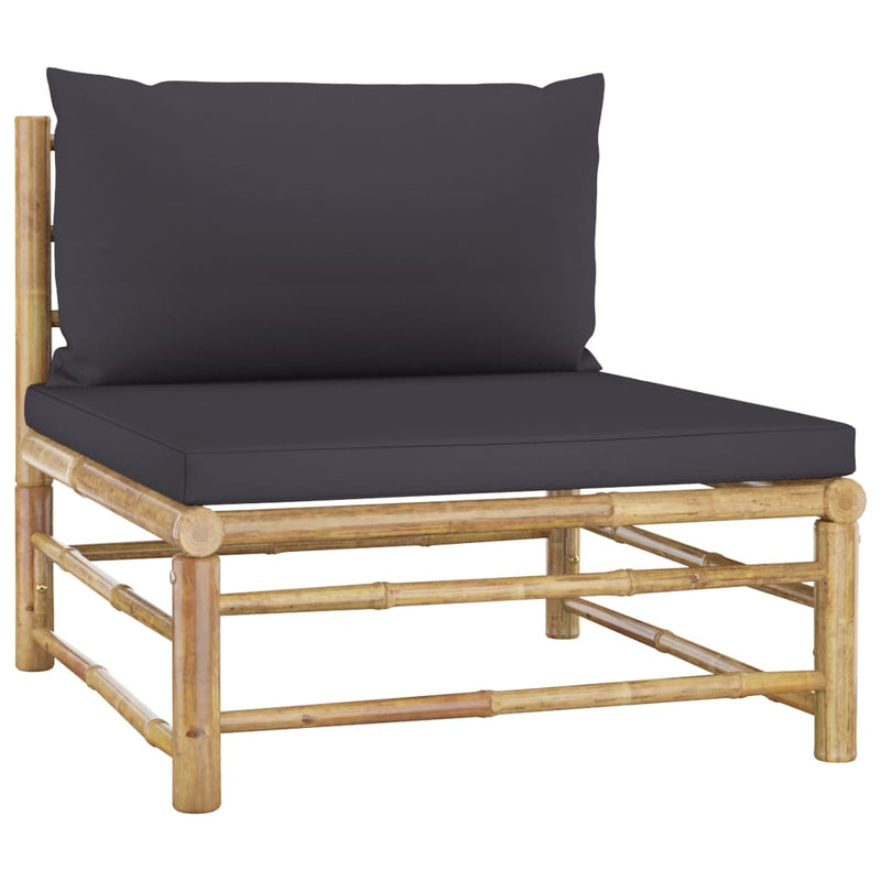 vidaXL 8 Piece Garden Lounge Set with Dark Grey Cushions Bamboo