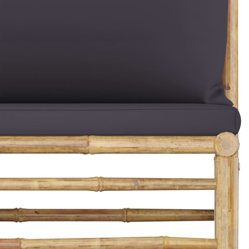 vidaXL 8 Piece Garden Lounge Set with Dark Grey Cushions Bamboo