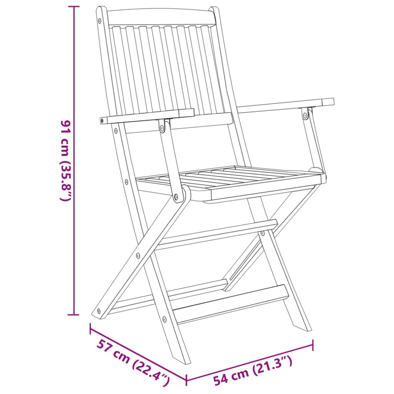 vidaXL 3 Piece Folding Garden Dining Set Solid Acacia Wood