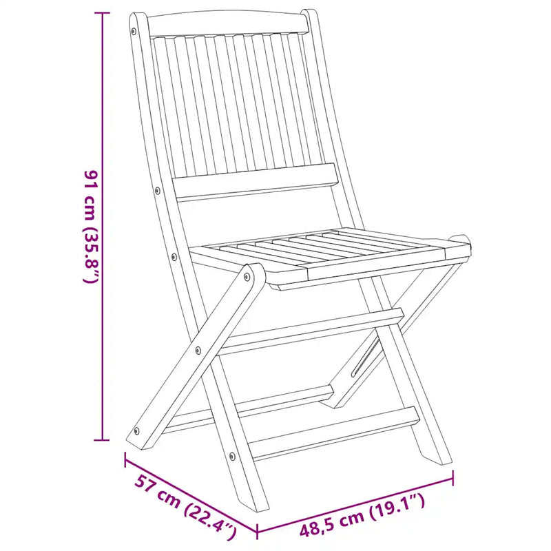 3 Piece Folding Garden Dining Set Solid Acacia Wood