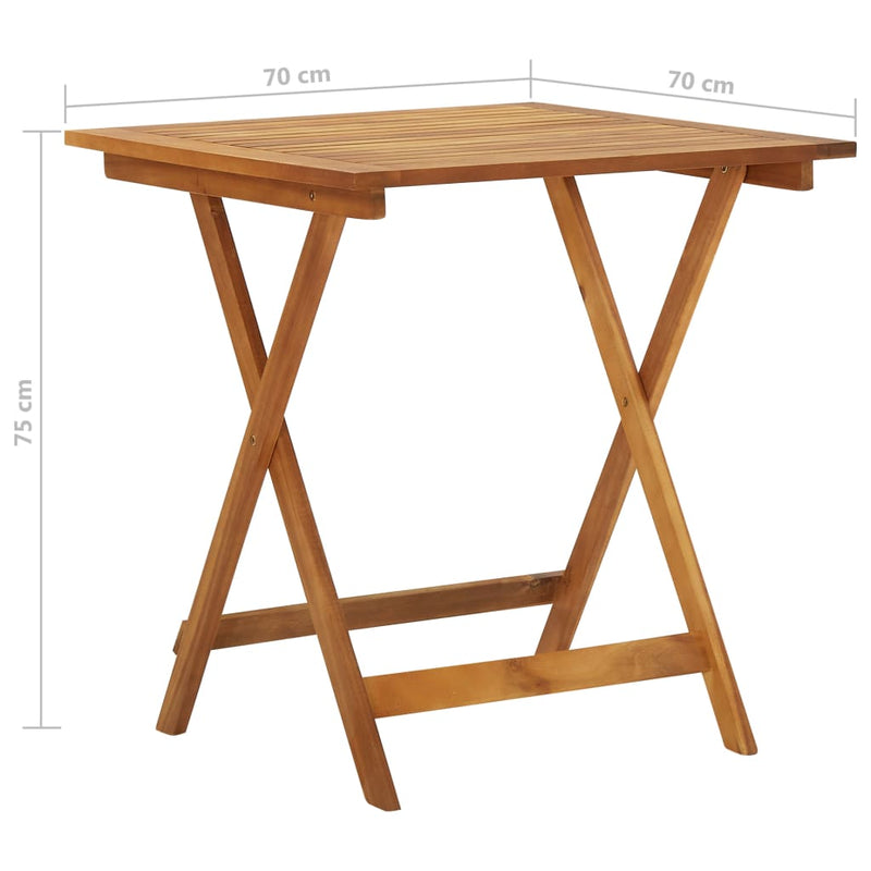 3 Piece Folding Garden Dining Set Solid Acacia Wood