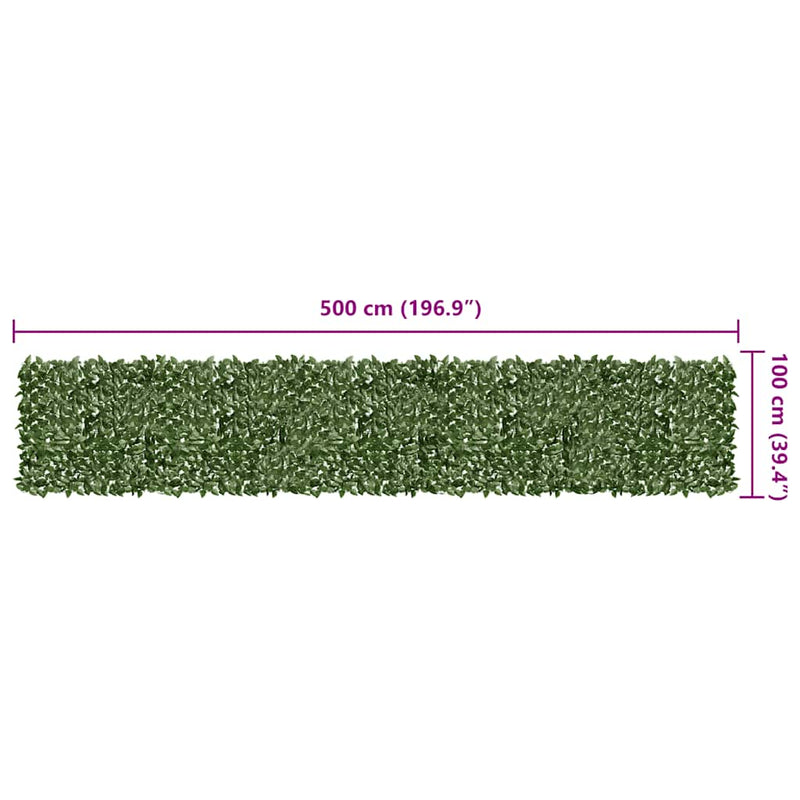 vidaXL Balcony Screen with Dark Green Leaves 500x100 cm