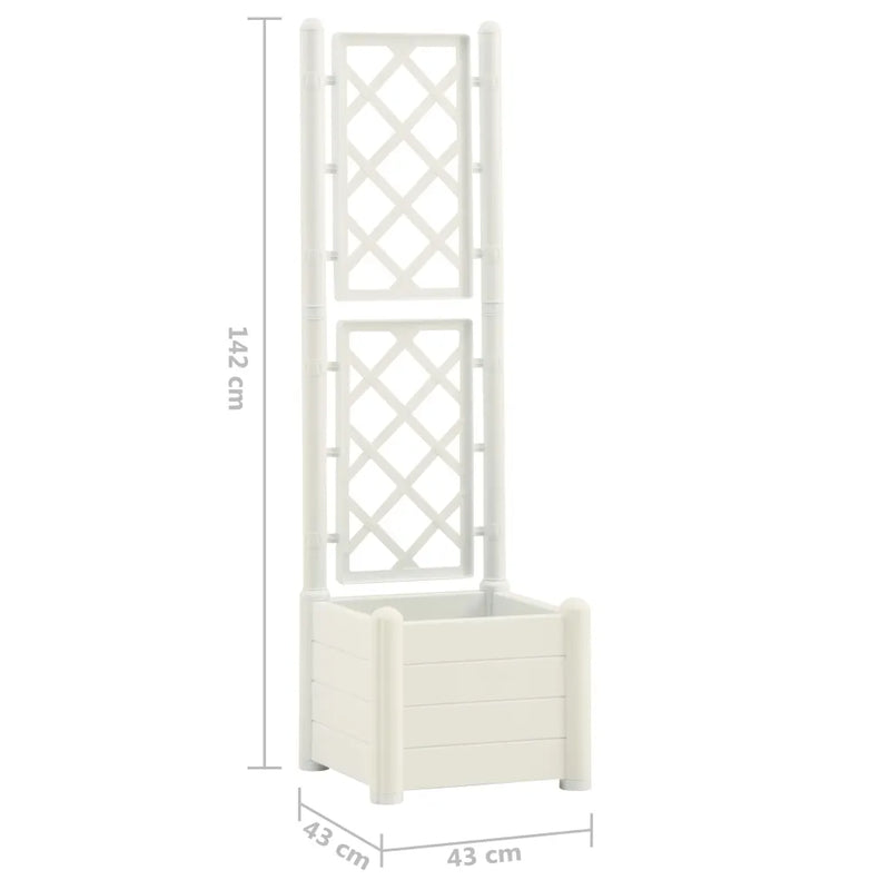 Garden Planter with Trellis 43x43x142 cm PP White