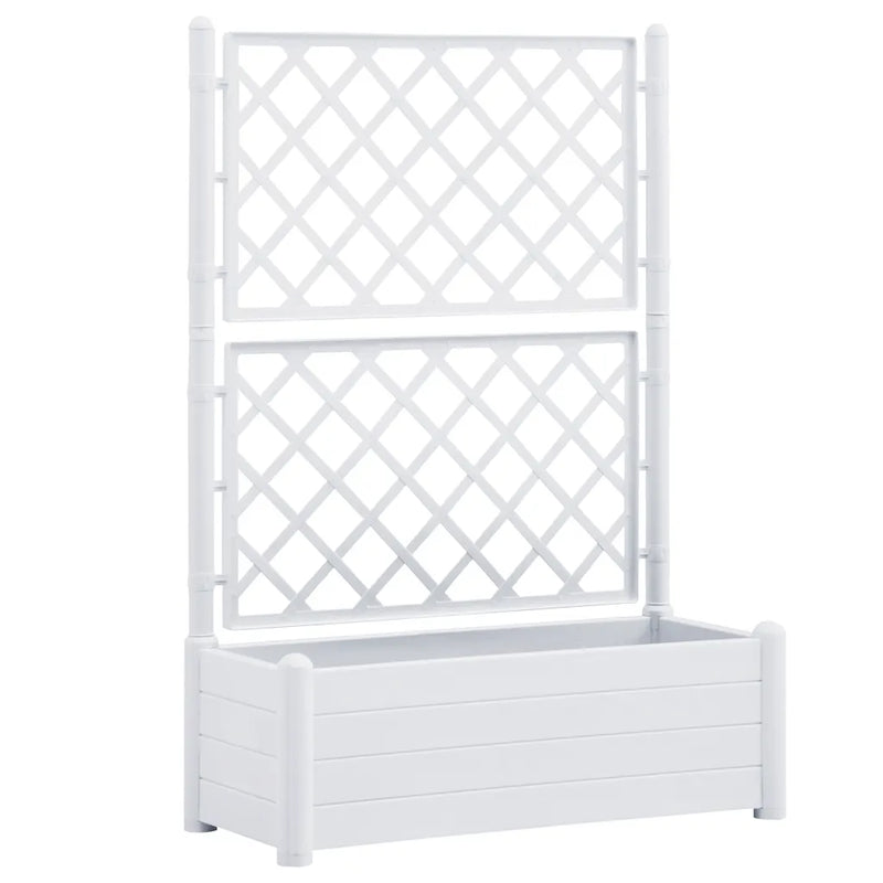 Garden Planter with Trellis 100x43x142 cm PP White