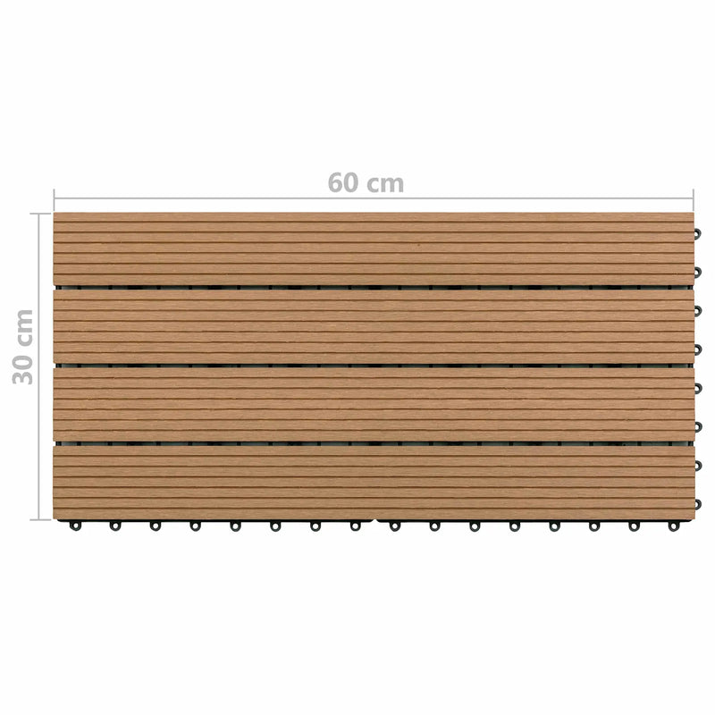 Decking Tile 6 pcs Brown 60 x 30 cm WPC