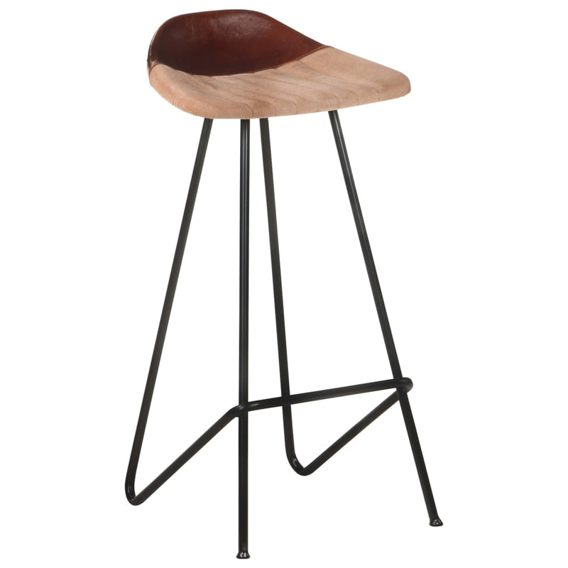 vidaXL Bar Stools 4 pcs Brown Real Leather