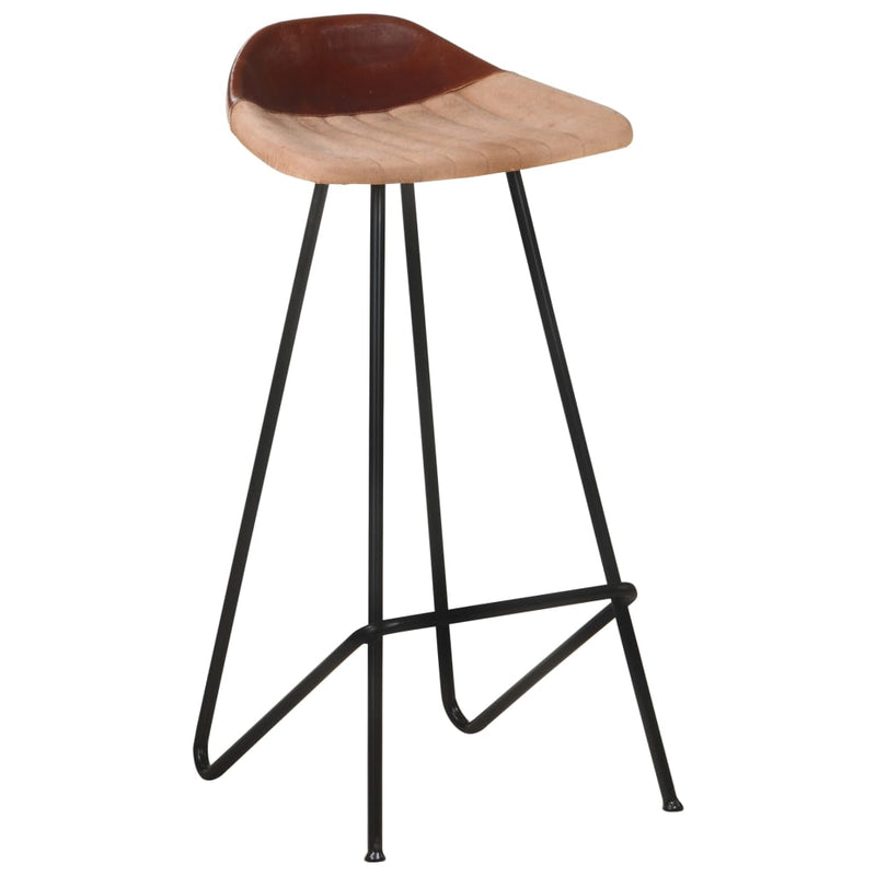 vidaXL Bar Stools 4 pcs Brown Real Leather