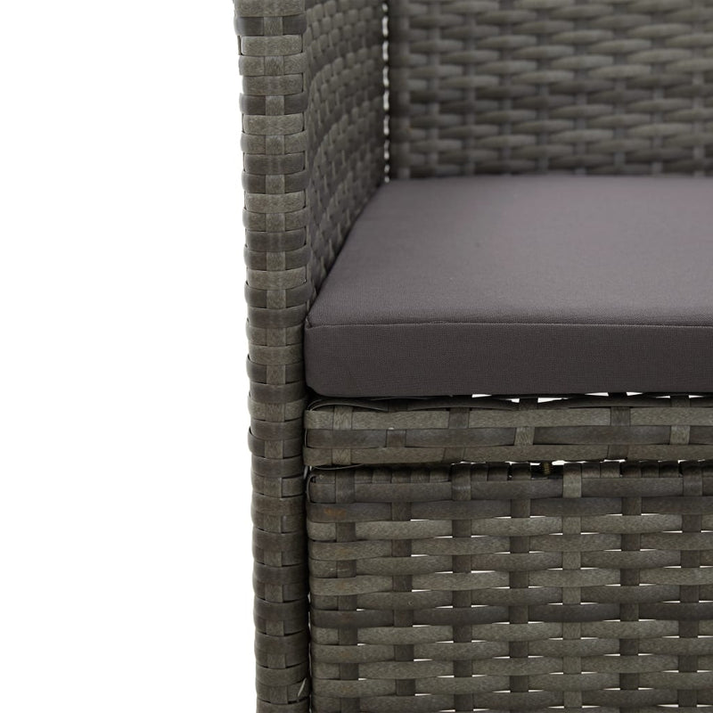 vidaXL 3 Piece Garden Dining Set Grey Poly Rattan and Acacia Wood