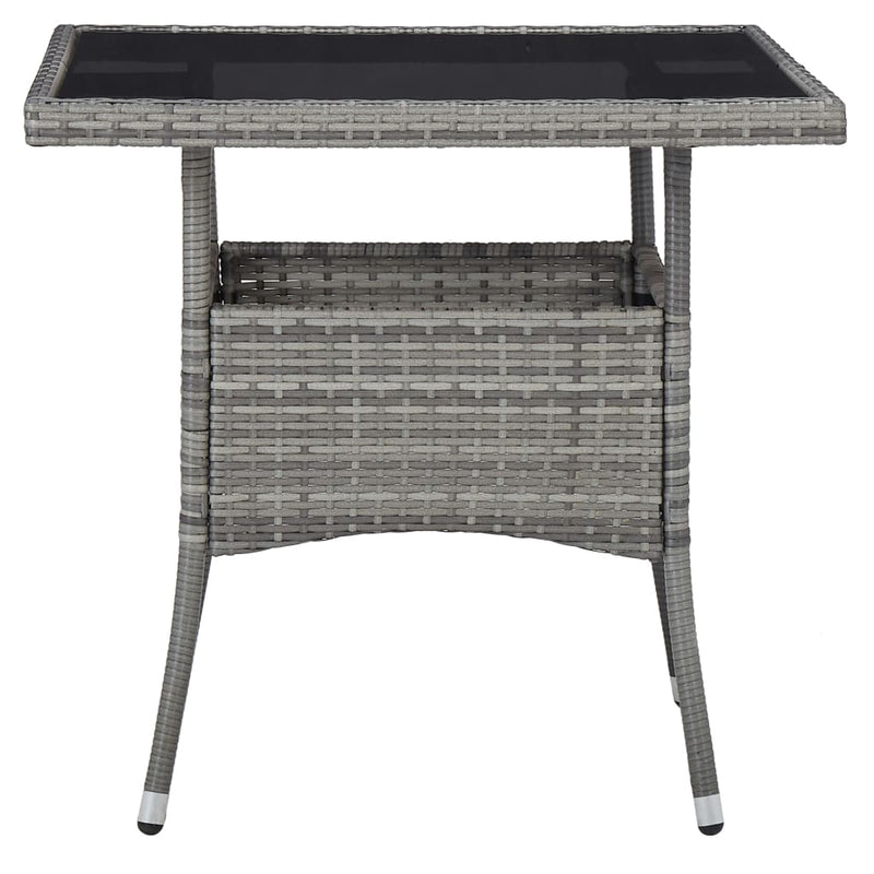 vidaXL 3 Piece Garden Dining Set Grey Poly Rattan and Acacia Wood