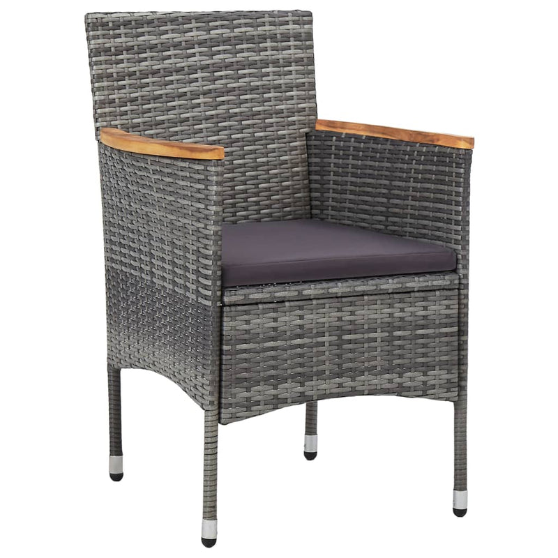vidaXL 3 Piece Garden Dining Set Grey Poly Rattan and Acacia Wood