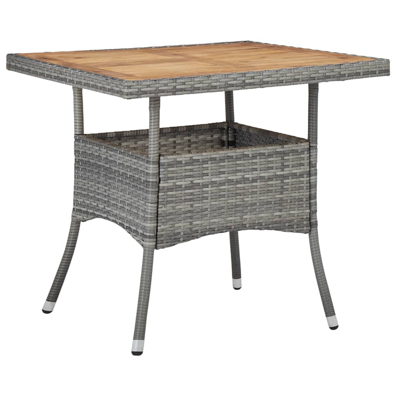 vidaXL 3 Piece Garden Dining Set Grey Poly Rattan and Acacia Wood