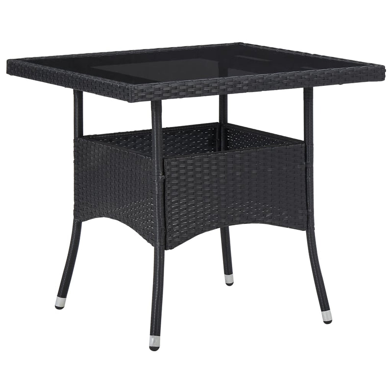 vidaXL 5 Piece Garden Dining Set Black Poly Rattan and Glass