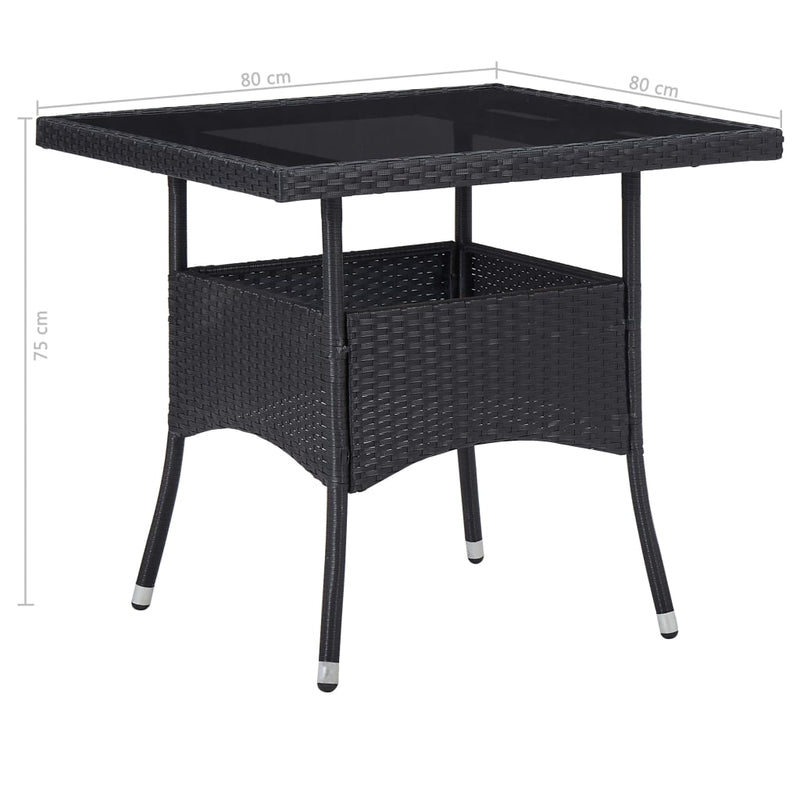 vidaXL 5 Piece Garden Dining Set Black Poly Rattan and Glass