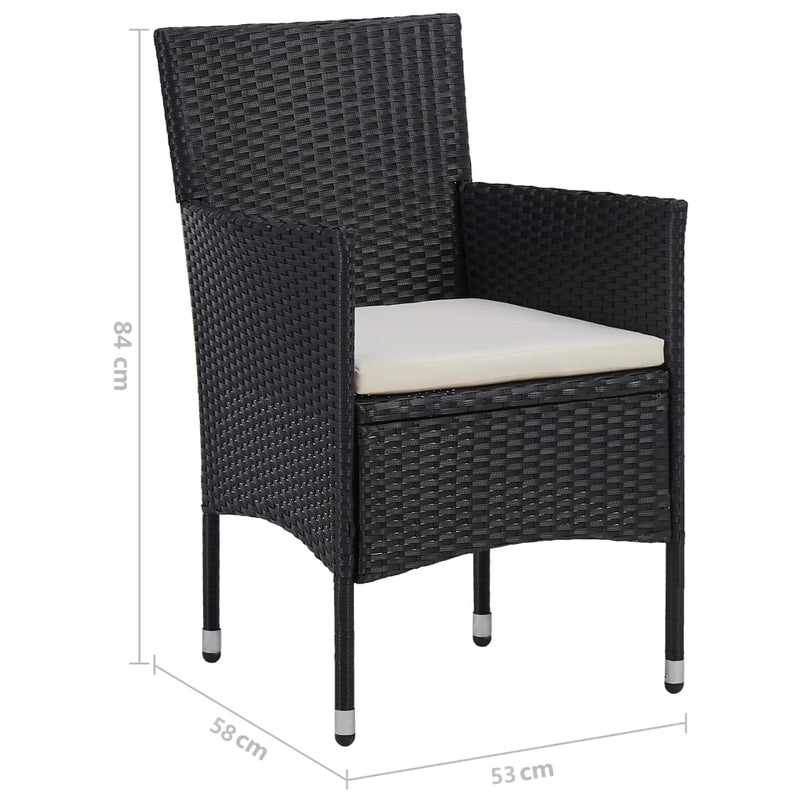 vidaXL 5 Piece Garden Dining Set Black Poly Rattan and Glass