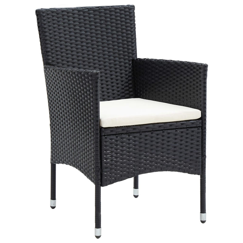 vidaXL 5 Piece Garden Dining Set Black Poly Rattan and Glass