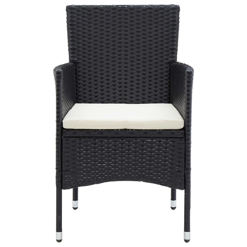 vidaXL 5 Piece Garden Dining Set Black Poly Rattan and Glass