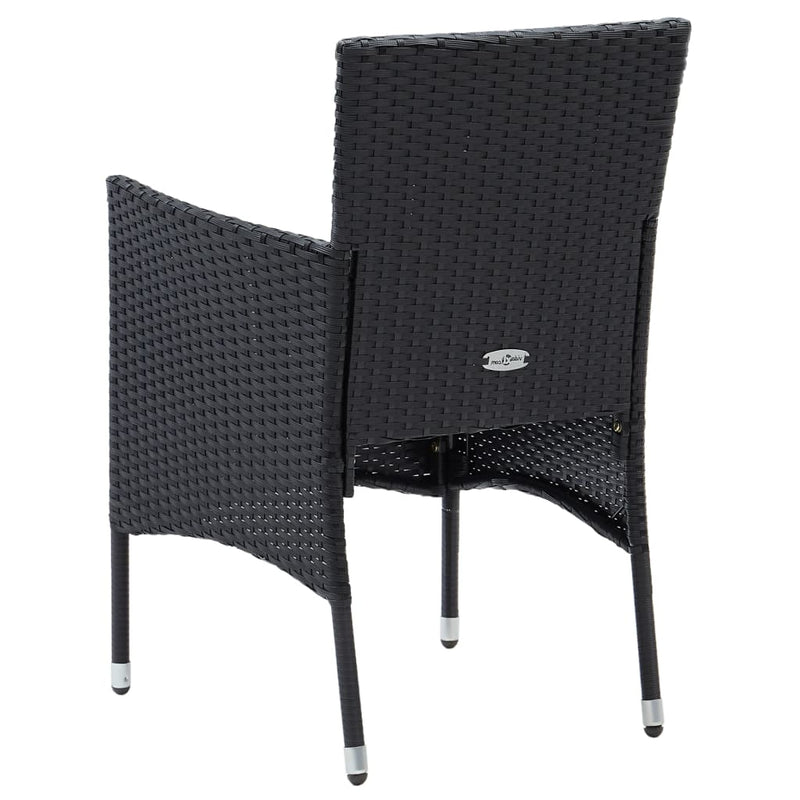 vidaXL 5 Piece Garden Dining Set Black Poly Rattan and Glass