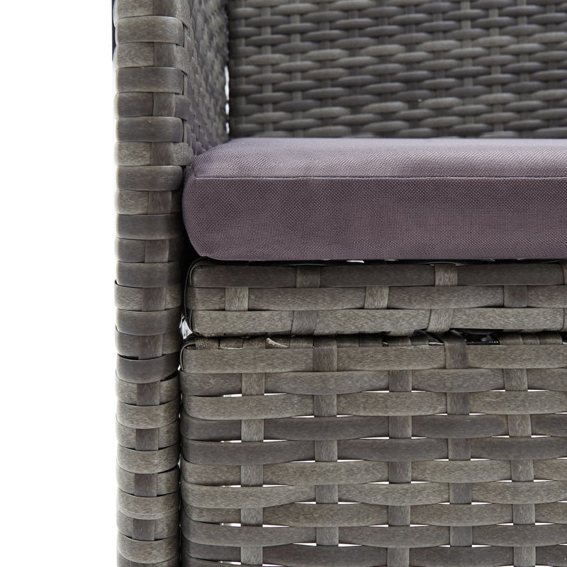 vidaXL 5 Piece Garden Dining Set Grey Poly Rattan and Glass