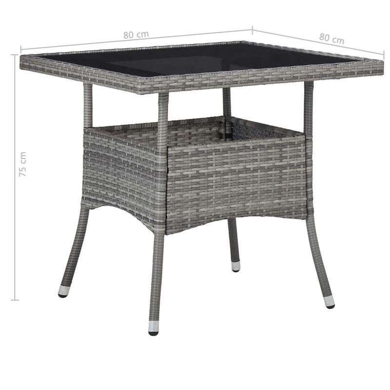 vidaXL 5 Piece Garden Dining Set Grey Poly Rattan and Glass