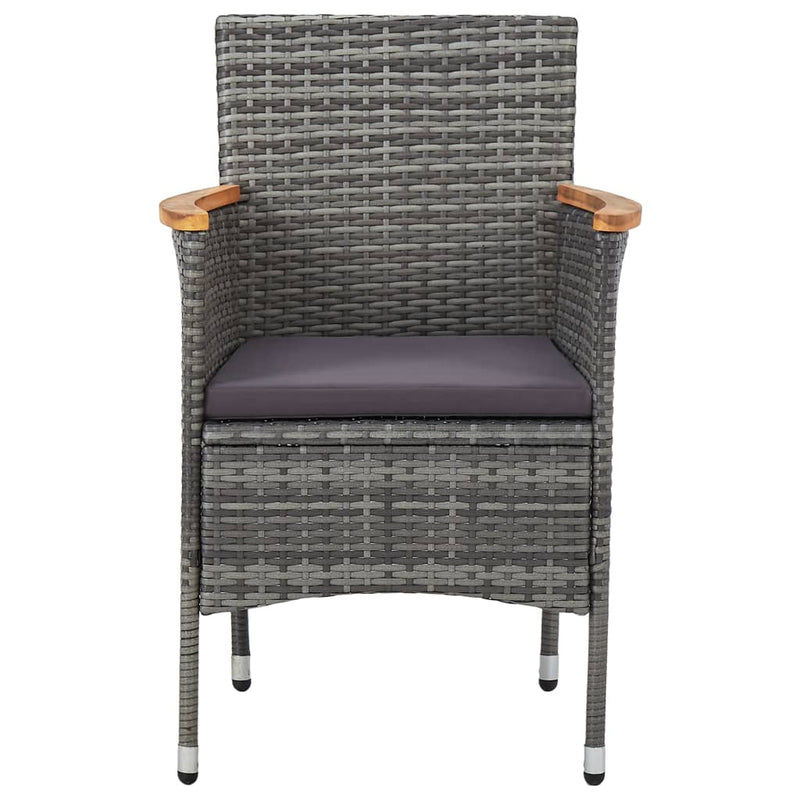 vidaXL 5 Piece Garden Dining Set Grey Poly Rattan and Acacia Wood