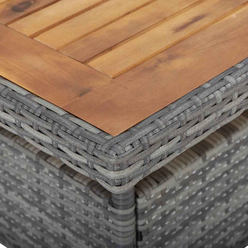 vidaXL 5 Piece Garden Dining Set Grey Poly Rattan and Acacia Wood