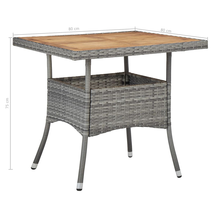 vidaXL 5 Piece Garden Dining Set Grey Poly Rattan and Acacia Wood