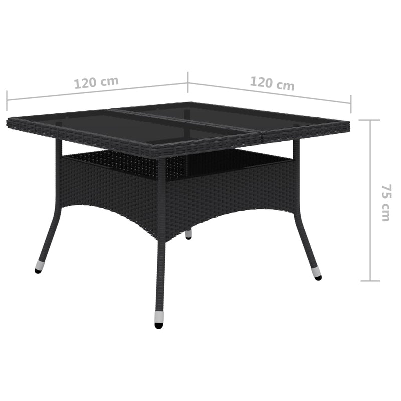 vidaXL 9 Piece Garden Dining Set Poly Rattan and Glass Black