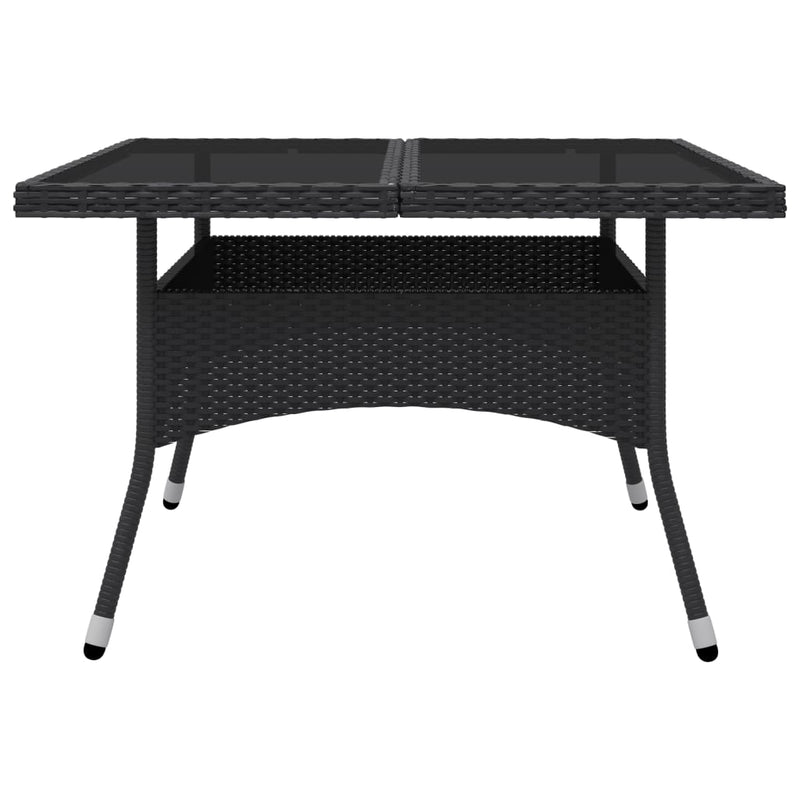 vidaXL 9 Piece Garden Dining Set Poly Rattan and Glass Black