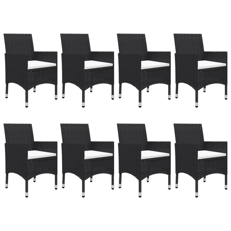 vidaXL 9 Piece Garden Dining Set Poly Rattan and Glass Black