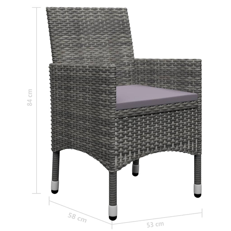 vidaXL 9 Piece Garden Dining Set Poly Rattan and Glass Grey