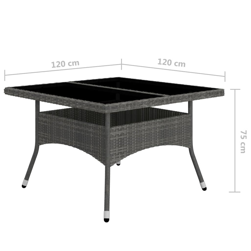 vidaXL 9 Piece Garden Dining Set Poly Rattan and Glass Grey