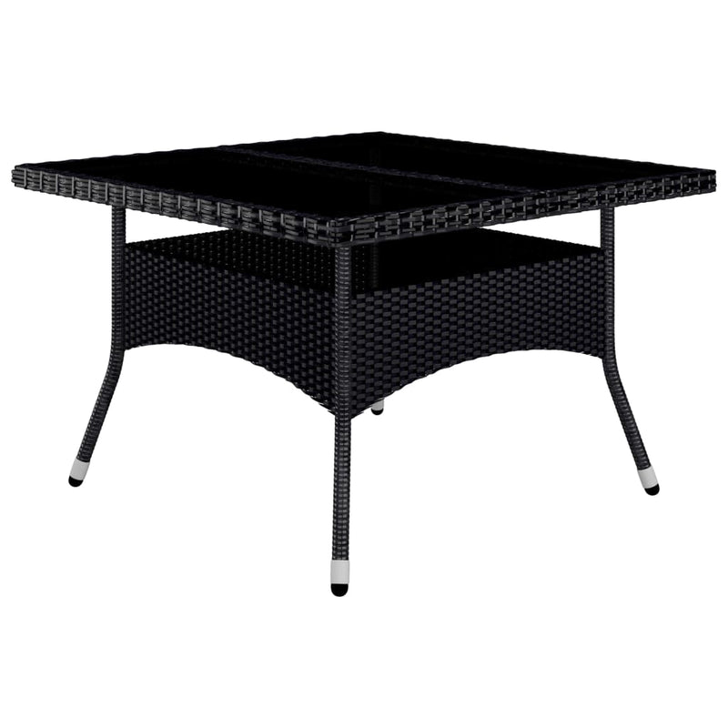 vidaXL 9 Piece Garden Dining Set Poly Rattan and Acacia Wood Black