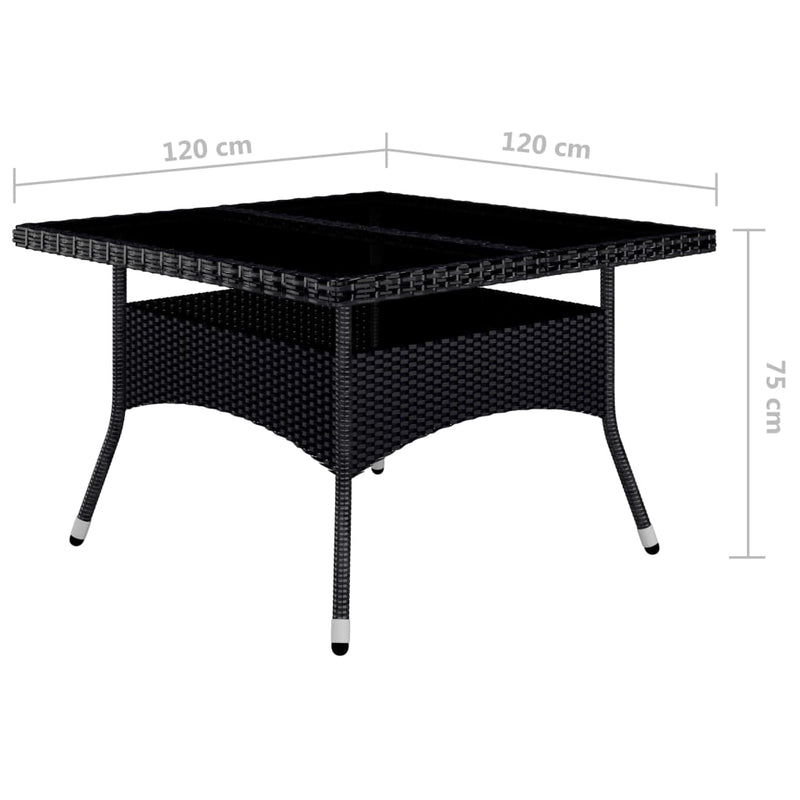 vidaXL 9 Piece Garden Dining Set Poly Rattan and Acacia Wood Black