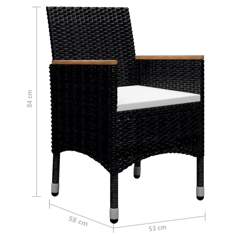 vidaXL 9 Piece Garden Dining Set Poly Rattan and Acacia Wood Black