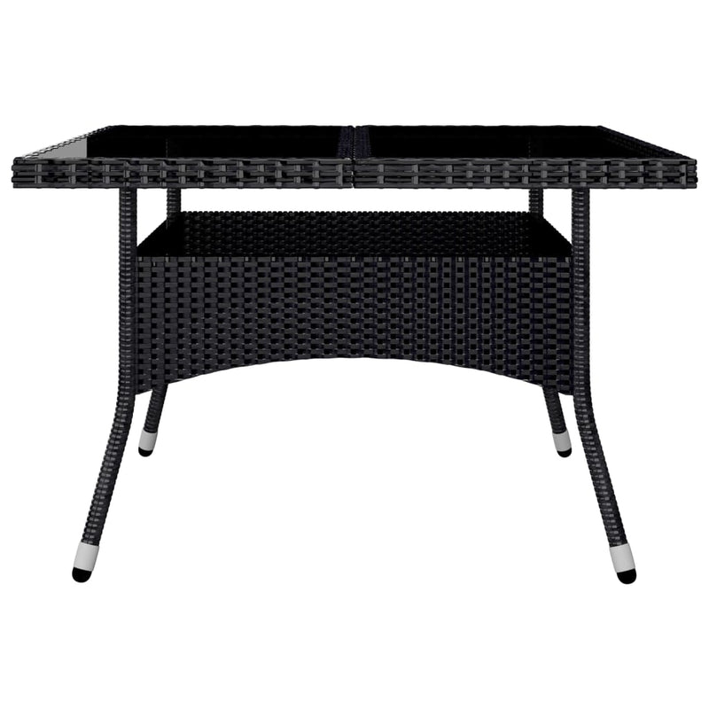 vidaXL 9 Piece Garden Dining Set Poly Rattan and Acacia Wood Black