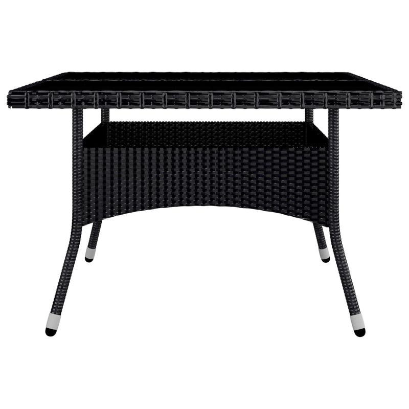 vidaXL 9 Piece Garden Dining Set Poly Rattan and Acacia Wood Black