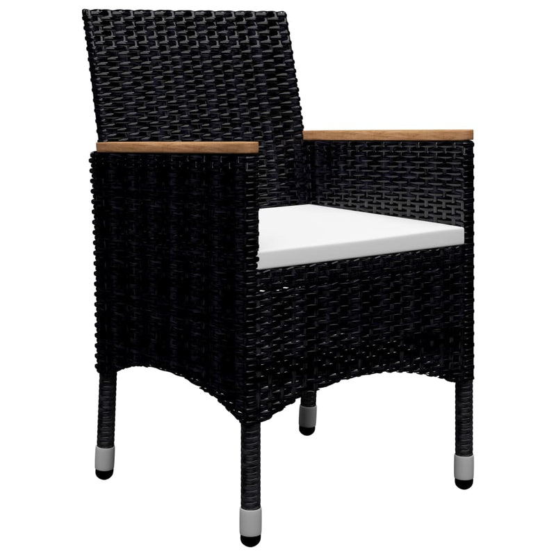 vidaXL 9 Piece Garden Dining Set Poly Rattan and Acacia Wood Black