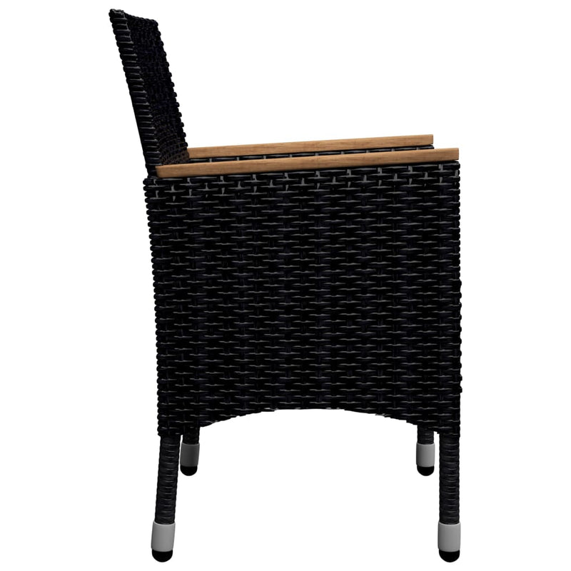 vidaXL 9 Piece Garden Dining Set Poly Rattan and Acacia Wood Black