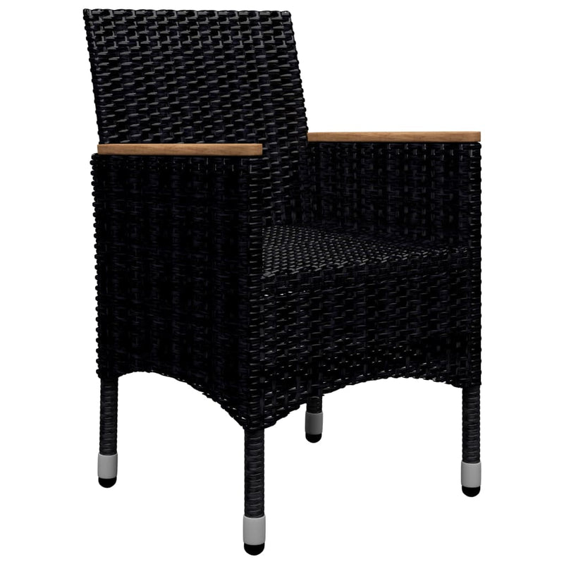 vidaXL 9 Piece Garden Dining Set Poly Rattan and Acacia Wood Black