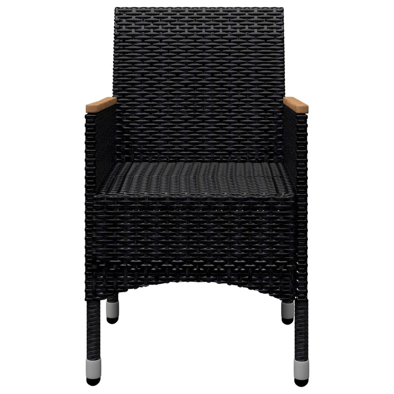 vidaXL 9 Piece Garden Dining Set Poly Rattan and Acacia Wood Black